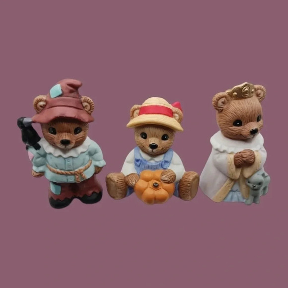 Vtg homco ceramic holloween family bears figurines set of 3 - Picture 5 of 10